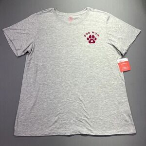 Dog Mom Women NEW Graphic Paw Print Heart‎ Gray XL (16-18) Tee T Shirt NWT